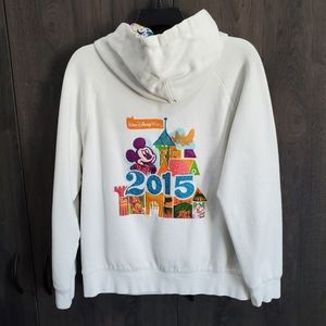 Like New Walt Disney World 2015 Mickey & Pals Jacket Zip White Hoodie Size XL